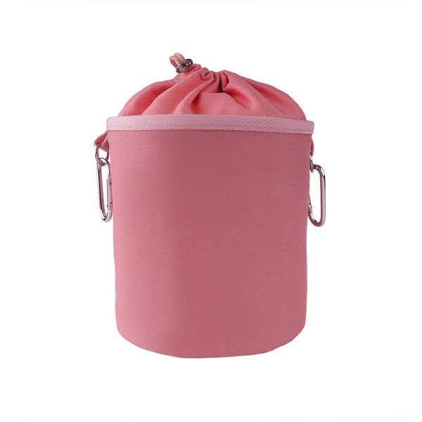 Portable Clothes Peg Bag Made of 100% Cotton with Two Sturdy Carabiner Hooks, Drawstring Closure and Metal Stopper for Hanging and Storing 150 Pegs, Candy Pink