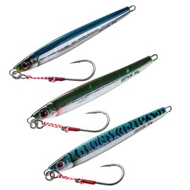 Goture Long Jigging Set 80g Lure Set for Offshore Jigging - Suitable for Tachiuo, Red Sea Sea Bass, Hiramasa, Cherry Salmon, Yellowtail, Tuna, Kampachi - 3-Piece Set