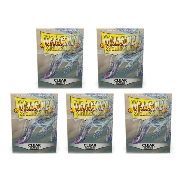5 Packs Dragon Shield Classic Clear Standard Size 100 ct