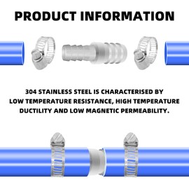 15Pcs Hose Barb Reducer 3/4 Inch to 1/2 Inch Barb Hose Reducing Fittings with Hose Clamps, Stainless Steel Hose Barb Reducer Splicer Mender Union Adapter for Air Water Fuel