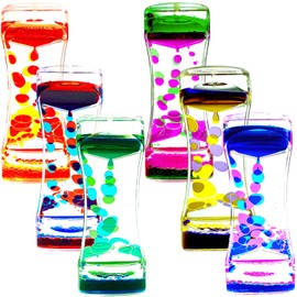 FKYTION Liquid Motion Bubbler Timer Pack of 6 Great Colorful Hourglass Sensory Anxiety Toys for Autism, Calm Relaxing Desktop Toys