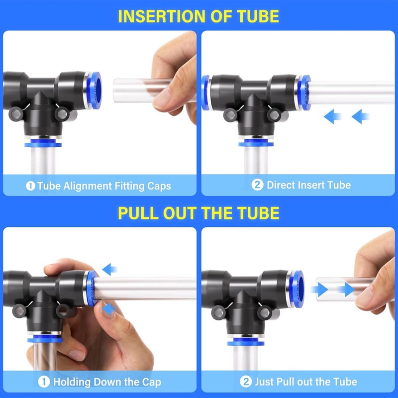 TAILONZ PNEUMATIC 4mm OD Tee Plastic Push to Connect Fittings