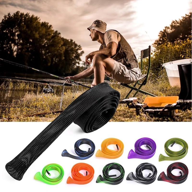 LEOFISHING Fishing Rod Sleeve Braided Mesh Rod Protector Fishing Rod
