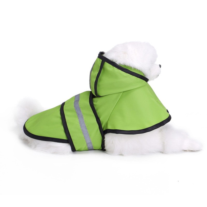 Dog Raincoat Polyester Pet Rain Cape Jacket Reflective Stripe Waterproof