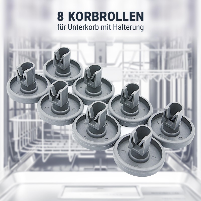 ersatzteilshop basics Wheels for dishwashers, lower basket, set of 8,