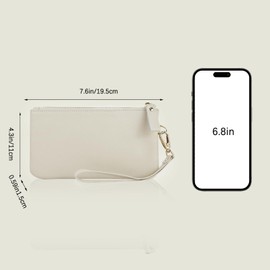 AdiStylinno Wristlet Wallet for Women, RFID Blocking Ladies Wallet Clutch Bag with Zipper Pocket, Slim Genuine Leather Wristlet Purse with Wrist Strap (Beige)