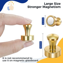 Wukong Neodymium Magnets Strong Hold, 20 x 25 mm, Pack of 4 Strong Magnets Push Pins, Whiteboard Magnet Gold for Magnetic Board, Fridge and Office