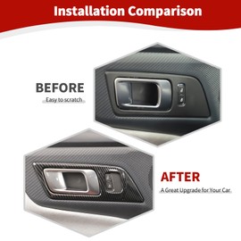 JOSHELA for Mustang Door Pull Handle Panel Trim Cover Fit for Ford Mustang 2015 up(with Memory Seat Version) Black Carbon Fiber Interior Accessories 2pcs