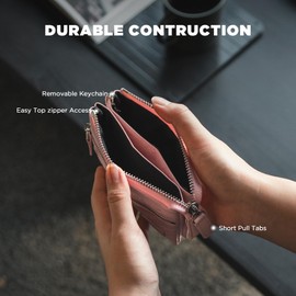 VULKIT Credit Card Holder Waterproof EDC Pouch Dupont Paper Card Wallet with Removable Keychain RFID Blocking Zip Pouch for Women Men