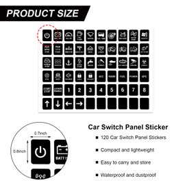 KVAEY 120 PCS Car Decal Stickers, Graphic Text Auto Rocker Switch Labels, Universal Waterproof Rocker Toggle Switch Panel Stickers for Dashboard Boat RV Car Truck