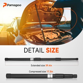 PAMAGOO Engine Telescopic Hood Prop Rod, Universal Front Prop Lift Supports Expand from 17.3 Inches to 39.4 Inches, Compatible with All of Cars &Trucks Adjustable
