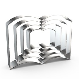 Open Book Cookie Cutter Set Assorted Sizes - 5 inch, 4 inch, 3 inch, 2 inch - 4 Piece - Stainelss Steel