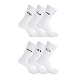 FILA Pack of 6 unisex socks, sports stockings for men or women (6 pairs), White (300)