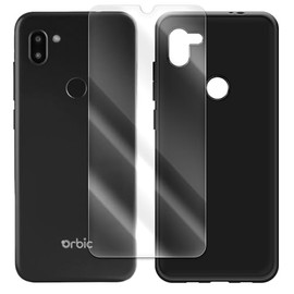 Premium Real Shatterproof Shockproof 9H Hardness Tempered Glass Screen Protector Film Ultra-Thin Anti-Slip Soft TPU Protective Case Compatible with Orbic Q10 4G LTE RC609LTM