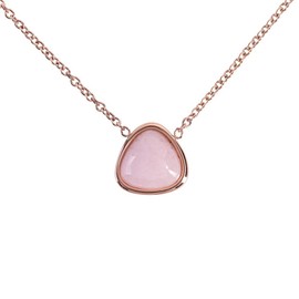 LuckyLy Collar para Mujer de Cuarzo Rosa, Cadena de Acero Inoxidable con Baño de Oro Rosa 18k y con Dije de Piedra Natural – Regalos para Mujer Originales de Cumpleaños y Regalos para Mamá, Modelo Aline