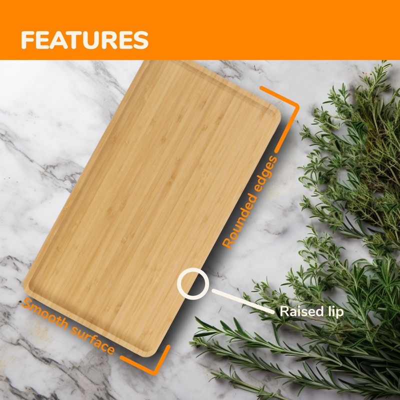 BambooMN Rectangular Nested Bamboo Serving Trays - 3 Size Vertical