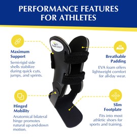 Brace Direct Semi-Rigid Active Ankle Brace for Sports - Maximum Support for Sprains & Injuries, Stabilizes & Protects Athletes Ankles Football, Running (L - Left, Men 13+ / Women 13+)