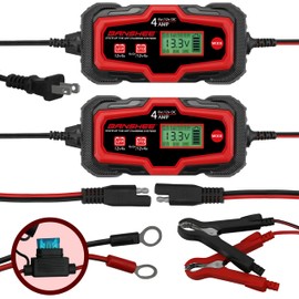 2-Pack 4 Amp Car Battery Charger, Maintainer, & Reconditioner/Desulfator, 6V and 12V Smart