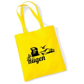 Huuraa Stofftasche Rügen Strandmotiv Geschenk 10 Liter Yellow Baumwolle Rügen Souvenir