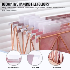Y YOMA 6 Pack Decorative Hanging File Folders Letter Size Cute Hanging Folder Pretty File Folder Organizer for Filing Cabinet Office Home Work Documents with 1/5-Cut Adjustable Tabs, 3 Rose Design