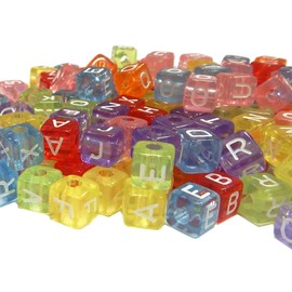 200 Letter Beads Letter Beads 7 x 7 mm Letters A-Z Bead Mix Cube Beads Alphabet Beads for Threading