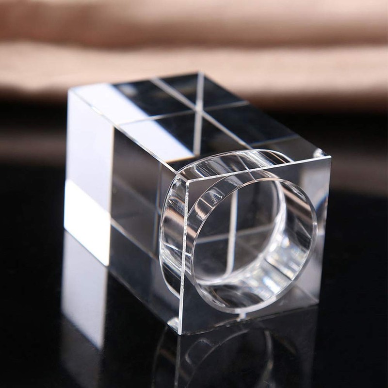 Odowalker 4 Pcs Clear Crystal Candle Holders, 2×2×1.6 inch Square