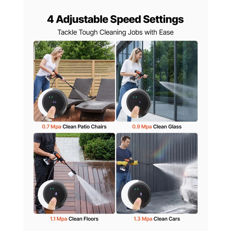 Portable Cordless 1200PSI Pressure Washer with 6 1 Nozzle Water