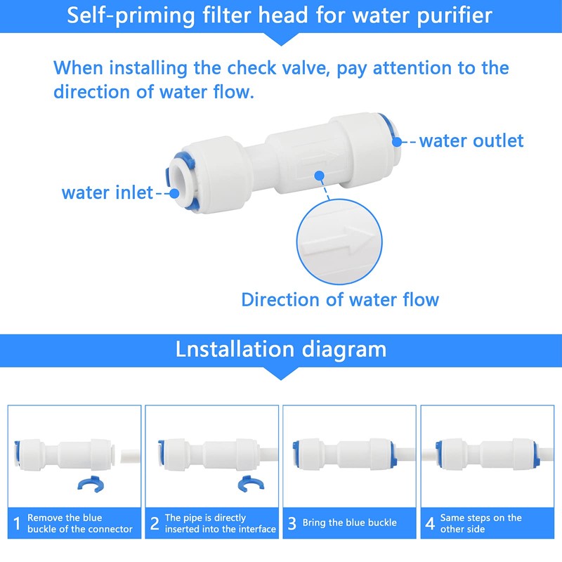 Pxyelec 5pcs 1/4inch One Way Non-Return Valve for RO Pure