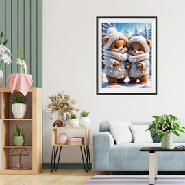 TOSTOG Diamond Painting Kits for Adults,Bear Winter Full Drill 5D DIY Diamond Art Kit Diamond Crystal Rhinestone Arts and Crafts Picture for Home Wall Decor 30x40cm