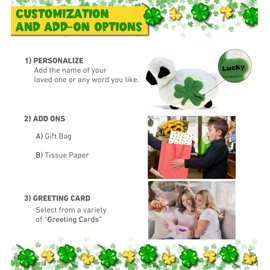 DolliBu Valais Blacknose Sheep Stuffed Animal with Green Plush Shamrock and Name Personalization, Fun St Patricks Day Stuffed Animal Sheep, Good Luck St Patricks Day Toys for Kids, Baby - 8.5 Inches