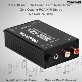 WisWinDa Noise Isolator RCA Audio Hum Eliminator (No Affects Bass) Noise Filter Aluminum Shell Ground Loop Noise Isolator for HiFi Stereo Home Theater Car Audio Player Plug&Play (RCA/3.5 Aux Isolator)