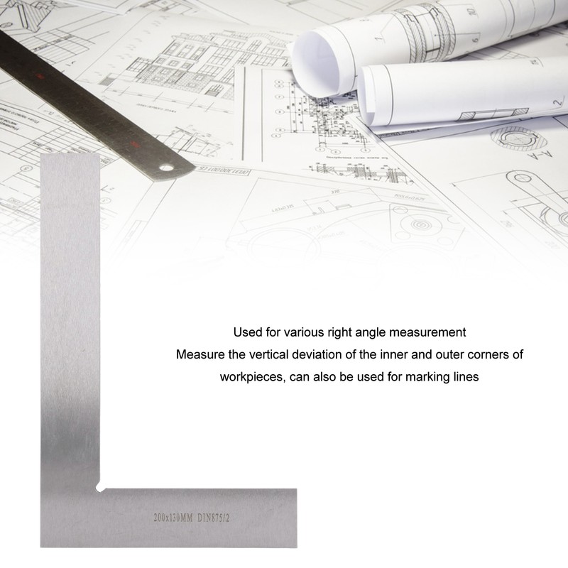 Machinist Square 200x130mm 90 Degree Right Angle High Accuracy Ergonomic