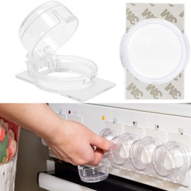 Stove child safety lock with oven door protection, no knob disassembly, 6 x stove knob covers and 1 x oven child safety lock, max. Diameter 4.9 cm Cooker Knobs, min. 6.1 cm centre to centre distance