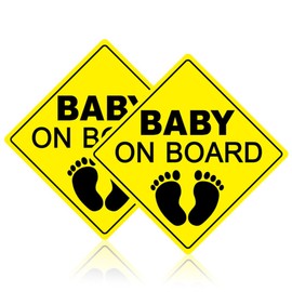 2PCS Baby On Board Sticker Decal for Cars, Vinyl Bumper Sticker, Removable Baby Safety Warning Signs, No Magnets & No Paint Damage (Yellow)