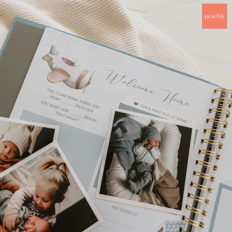 Peachly Baby Boy Memory Book - Baby Book for Boy