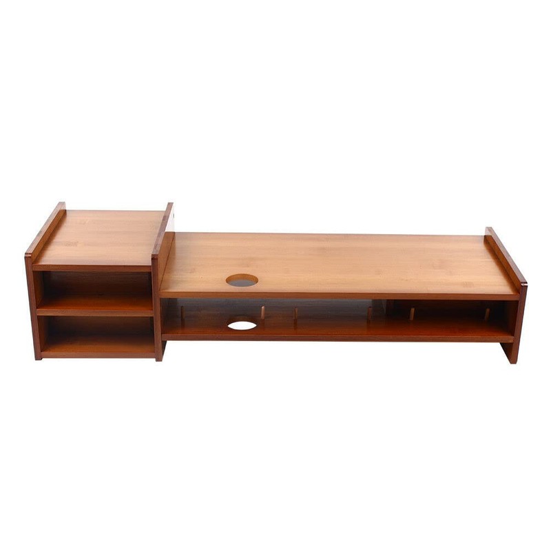 GDAE10 Monitor Stand Riser with 3 Drawers 2-Tier Bamboo Wood