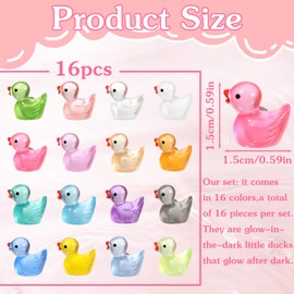 FNANJWQ 16Pcs Cute Fridge Magnets Luminous Mini Resin Duck Fridge Magnet, Decorative Magnets Strong Colorful Refrigerator Magnet for Locker Whiteboard Kitchen Office Classroom Decor