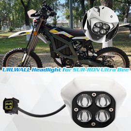 URLWALL Upgraded Headlight for Sur Ron Ultra Bee, Plug N Play LED Headlight Front Lamp Light With Mounting Bracket, Square Four Bulbs Headlamp & Assemblies for Sur ron, 3 Modes