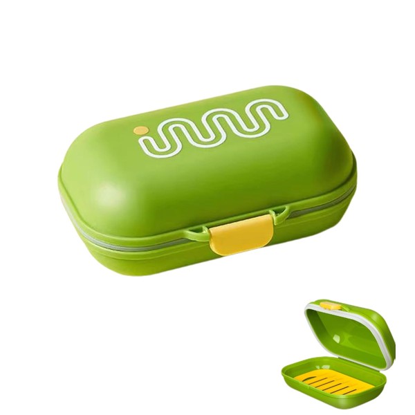 Auiremrti Green Soap Dish with Lid, Double Tier Waterproof Soap