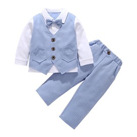 Suerba Baby Formal Boys Suit Vest, Children's Clothing, Children's Tuxedo, Top and Bottom Set, Shichi-Go-San Wedding, blue