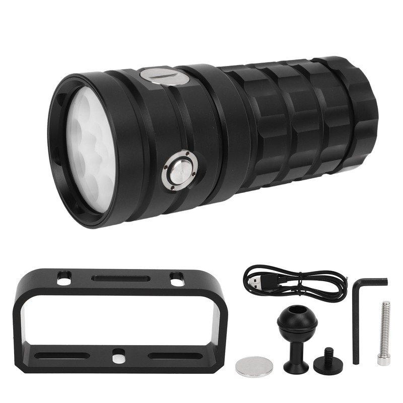 Diving Flashlight Super Bright Flashlight 18000LM Aluminum Alloy IPX8 Waterproof