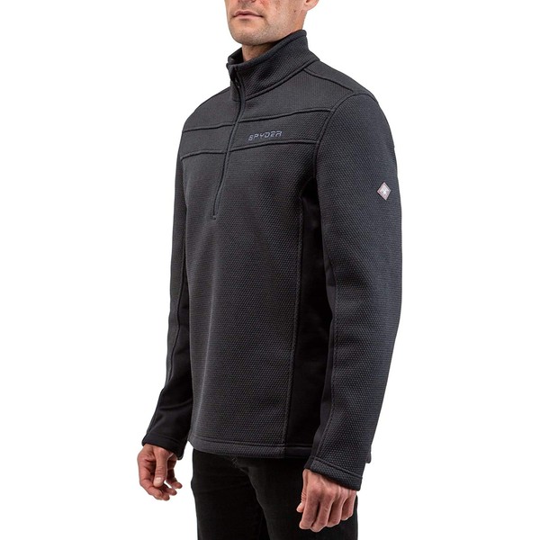 Spyder Men’s Encore Fleece Jacket – Male Half Zip Pullover Outdoor Apparel, Medium, Black