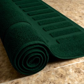Canadian Linen Imperial Premium Bath Mats, 2 Pack, 20”x30” Lightweight Quick Dry Piano Border Cotton Bathmats [Not Bathroom Rug] Soft Shower Mat, Absorbent Floor Towels, Washable Tub Mat, Hunter Green