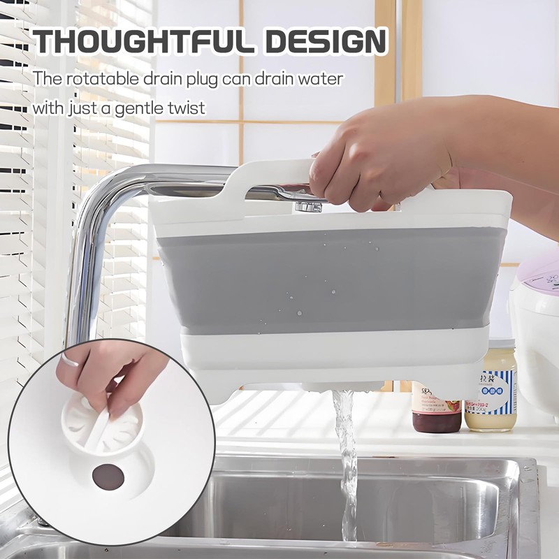 Hovom Collapsible Dish Basin with Drain Plug, 8.5L 2.2 Gallon