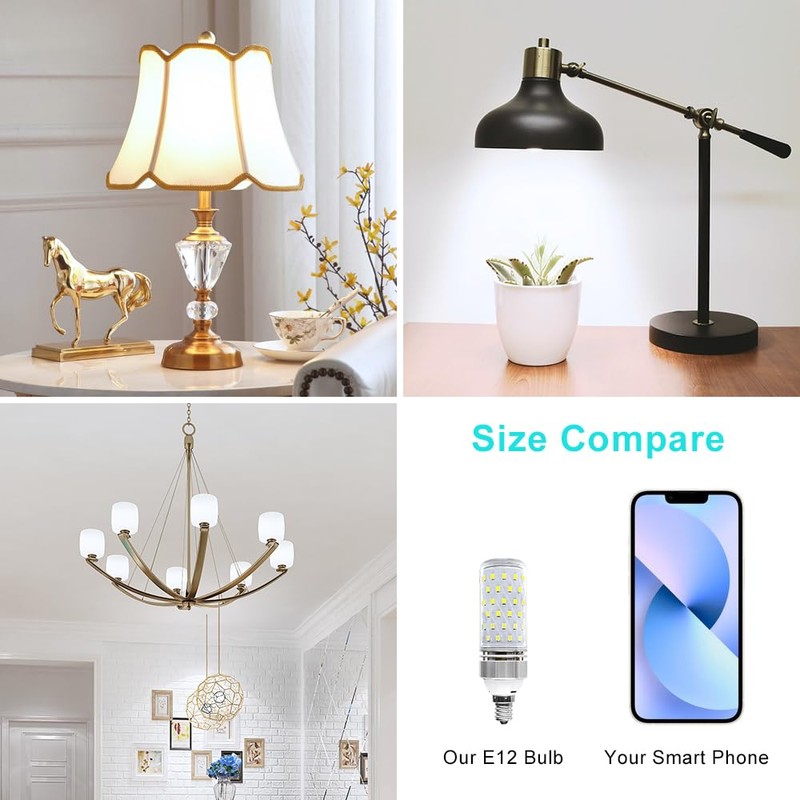 LEDLightsWorld Super Bright E12 LED Corn Bulbs, 16W 1500LM Bulbs,