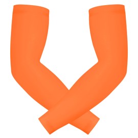 HDE Arm Sleeves for Men Women, Compression Sleeve Arm UV Protection Basketball Baseball Football Orange - S