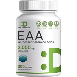 Deal supplement Essential Amino Acids Supplement EAA - 2000mg All 9 - High Potency 300 Capsules