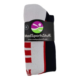 MadSportsStuff Slugger Over the Calf Baseball Socks (Navy/Red/White, Small)