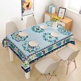 iEvery Table Cloth Wipe Clean Boho Tablecloth Rectangular, Waterproof Wipeable Polyester Table Cover for Home Outdoor Dinning Kitchen Garden Party Picnic Patio, 150x260cm