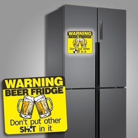 Super Size and Highly Reflective, Large Magnet Warning Beer Fridge Only Sign, Do Not Put Funny Beer Fridge Magnetic, Do Not Block Beer Fridge Sticker Pack Sign Adult Decals (Yellow -1 Sheet)